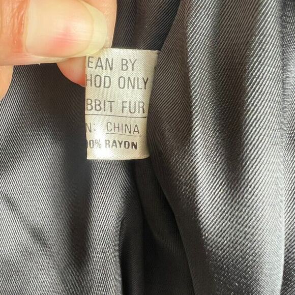 Niki Jacket Girls 7 Black Genuine Rabbit Fur Zip Up Mock Neck - Picture 11 of 13